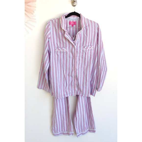 Victoria's Secret Other - Victoria's Secret Pink and Blue Stripe Pajama Set